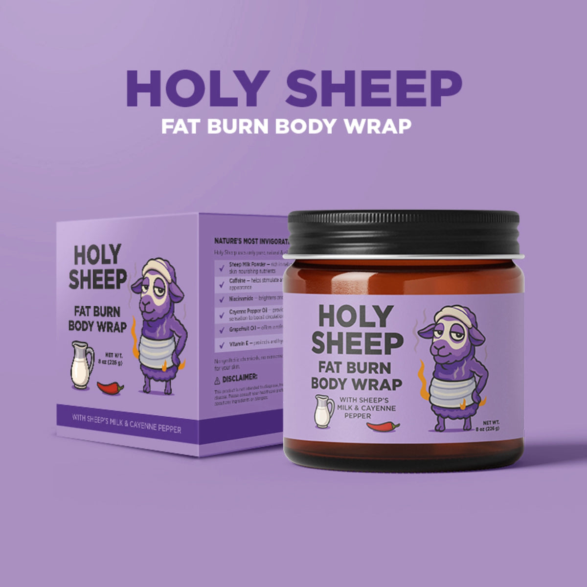 HOLY SHEEP! Firming & Glow Body Cream – Sheep Milk, Caffeine, Niacinamide, Cayenne & Vitamin E Moisturizer for Smooth, Toned Skin