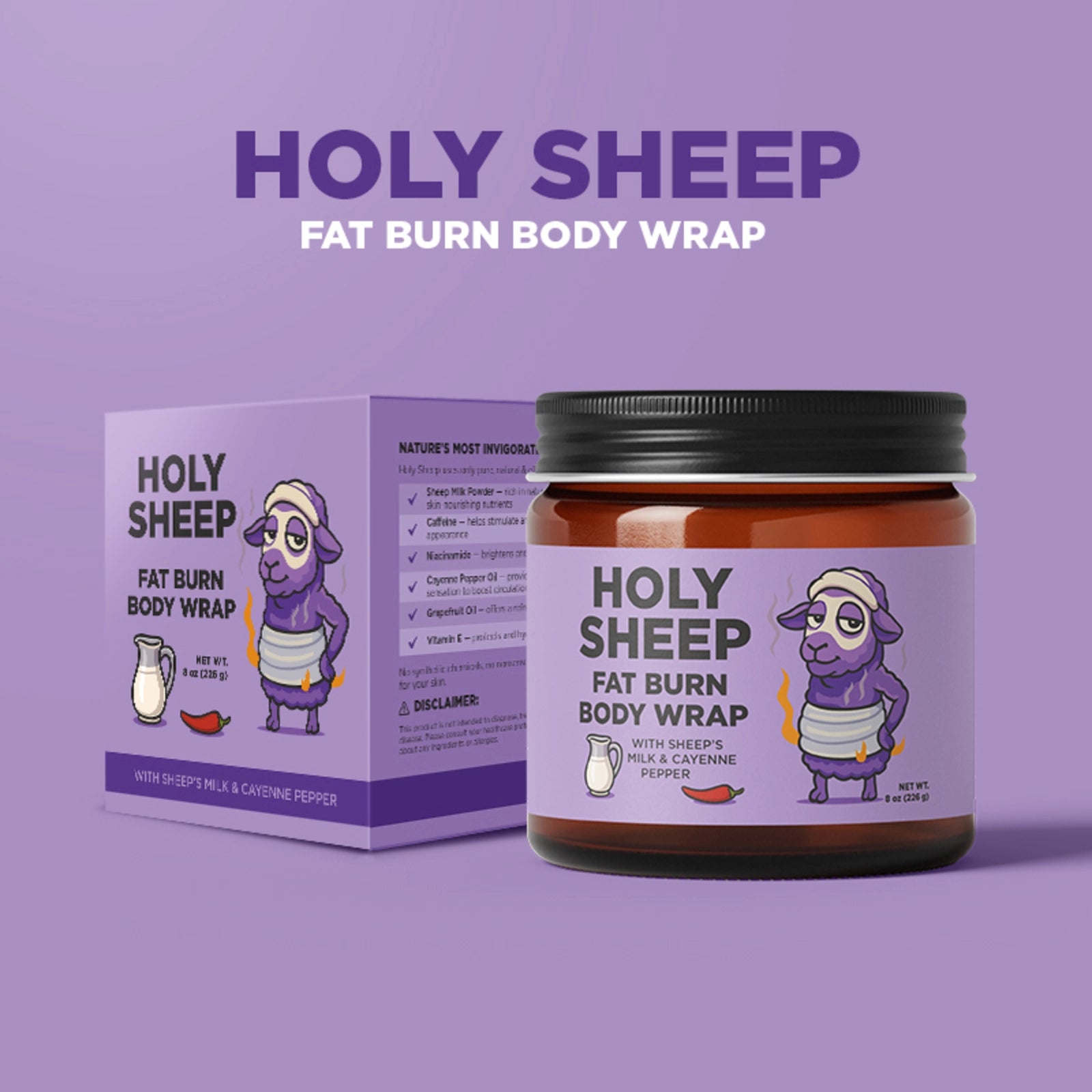 HOLY SHEEP! Firming & Glow Body Cream – Sheep Milk, Caffeine, Niacinamide, Cayenne & Vitamin E Moisturizer for Smooth, Toned Skin