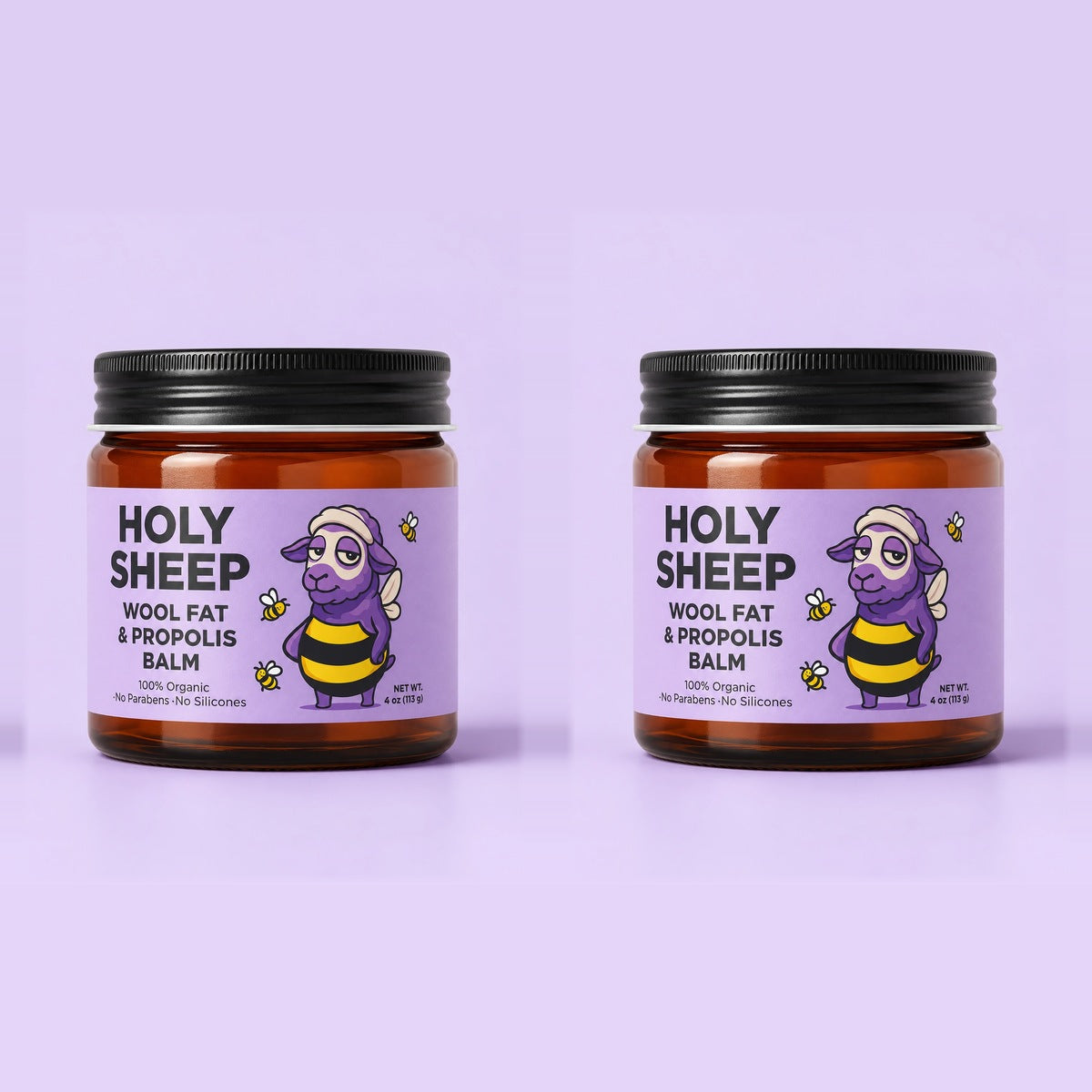 Two jars of Holy Sheep All-in-One Balm