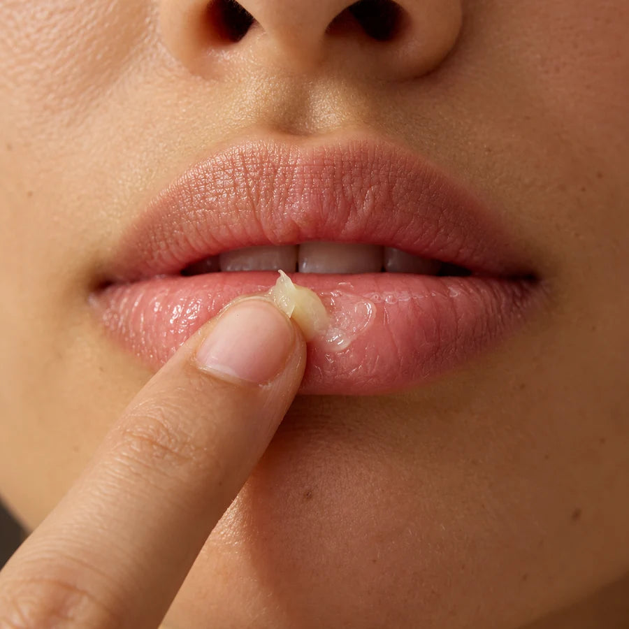 Lips balm application illustration